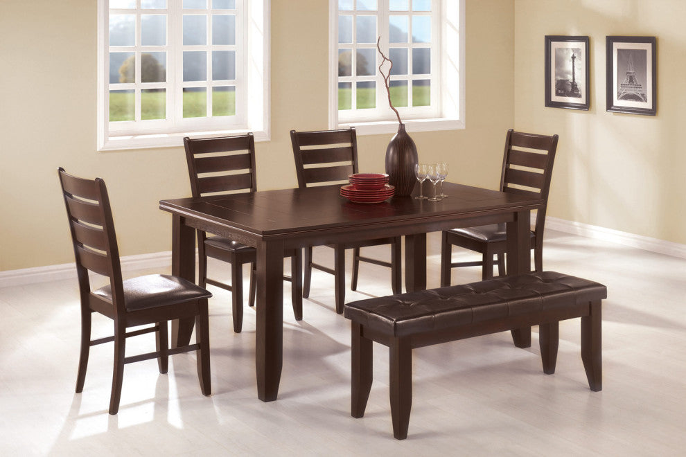 Faux Leather Dining Bench, Cappuccino and Black