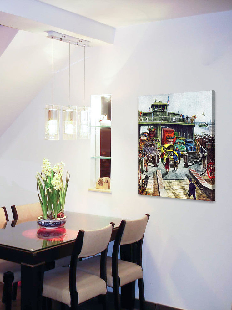 "Hudson Ferry" Painting Print on Canvas by Thornton Utz