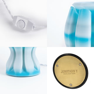 Flower 13" Tropical Plant-Based PLA Dimmable LED Table Lamp, Blue/White