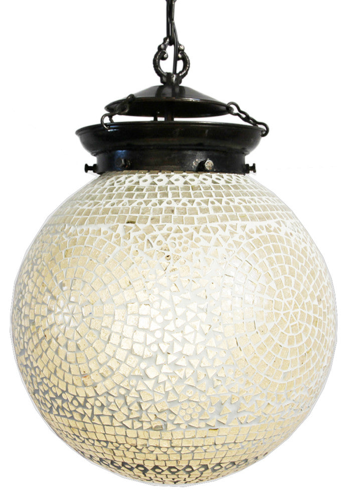 White Mosaic Globe Lantern