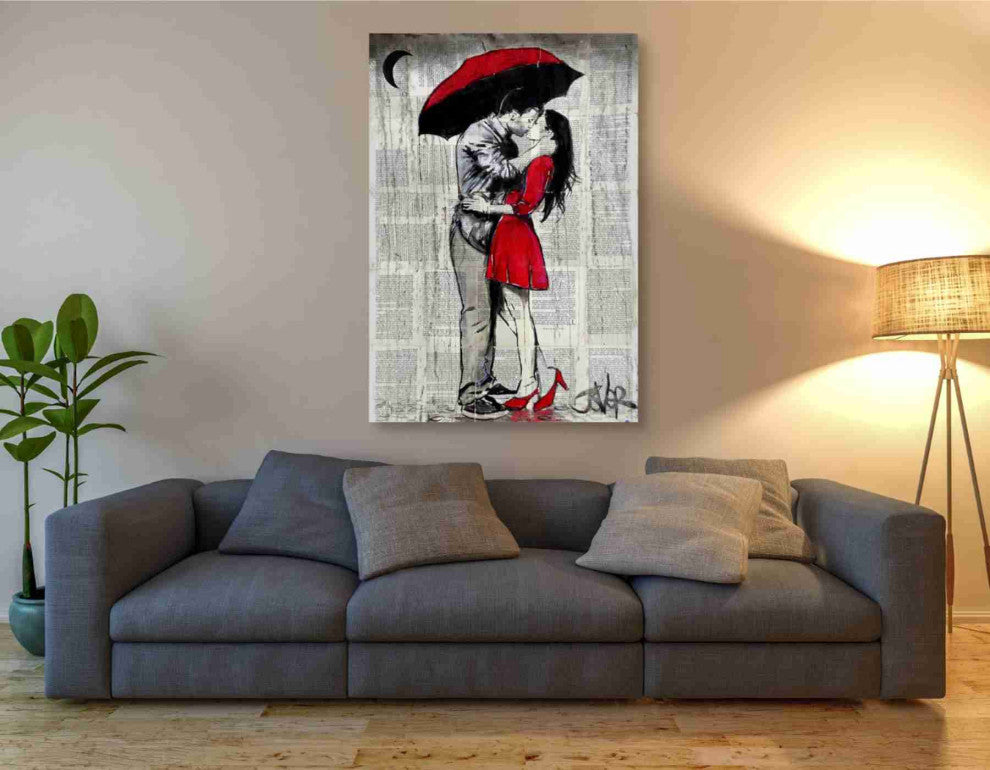Epic Graffiti "Red Rainy Love" by Loui Jover, Giclee Canvas Wall Art, 40"x60"