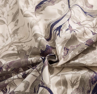 Wispy Leaf Taupe Gray Microfiber Flat Sheet, Cal King