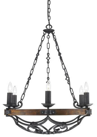 Golden Lighting Madera 6 Light Chandelier in Black Iron