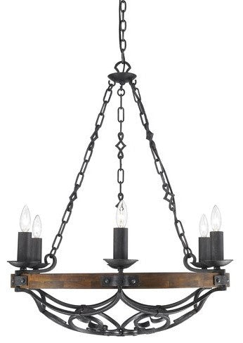 Golden Lighting Madera 6 Light Chandelier in Black Iron