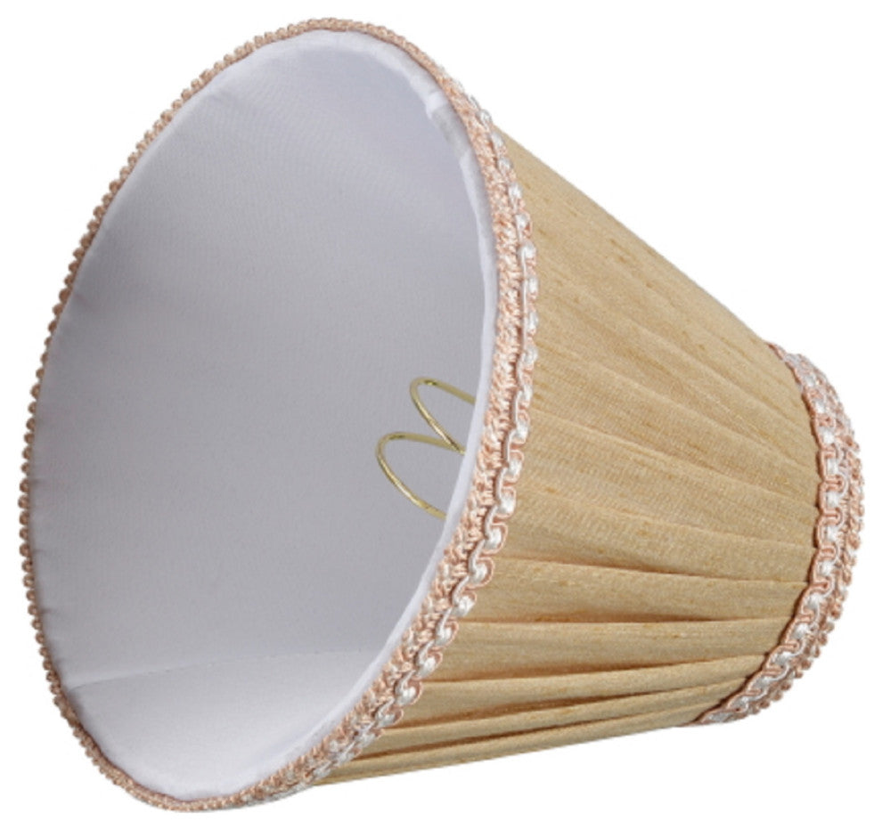 33003-5 Small Pleated Empire  Chandelier Clip On Lamp Shade Creme 3"x6"x5"