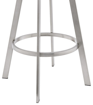 Chelsea 26" White Faux Leather and Brushed Stainless Steel Swivel Bar Stool