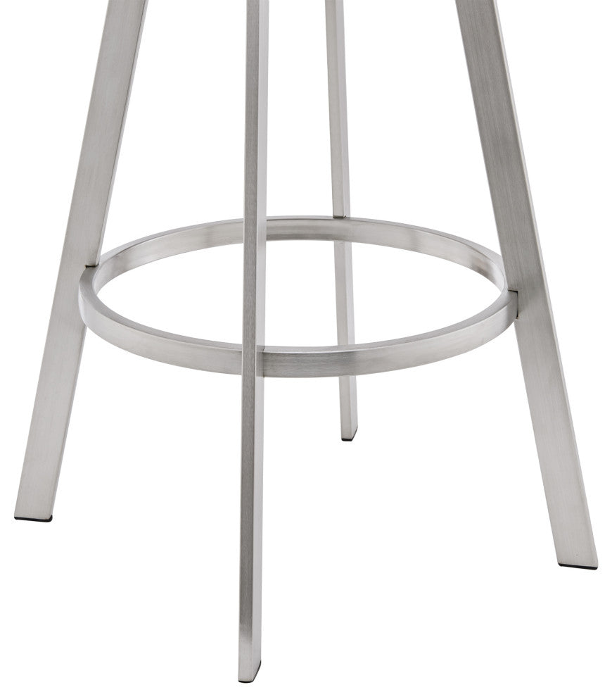 Chelsea 26" White Faux Leather and Brushed Stainless Steel Swivel Bar Stool