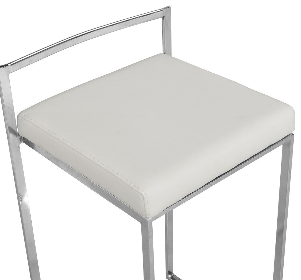Lucien 25.25" Upholstered Counter Stool, Soft Gray/Chrome