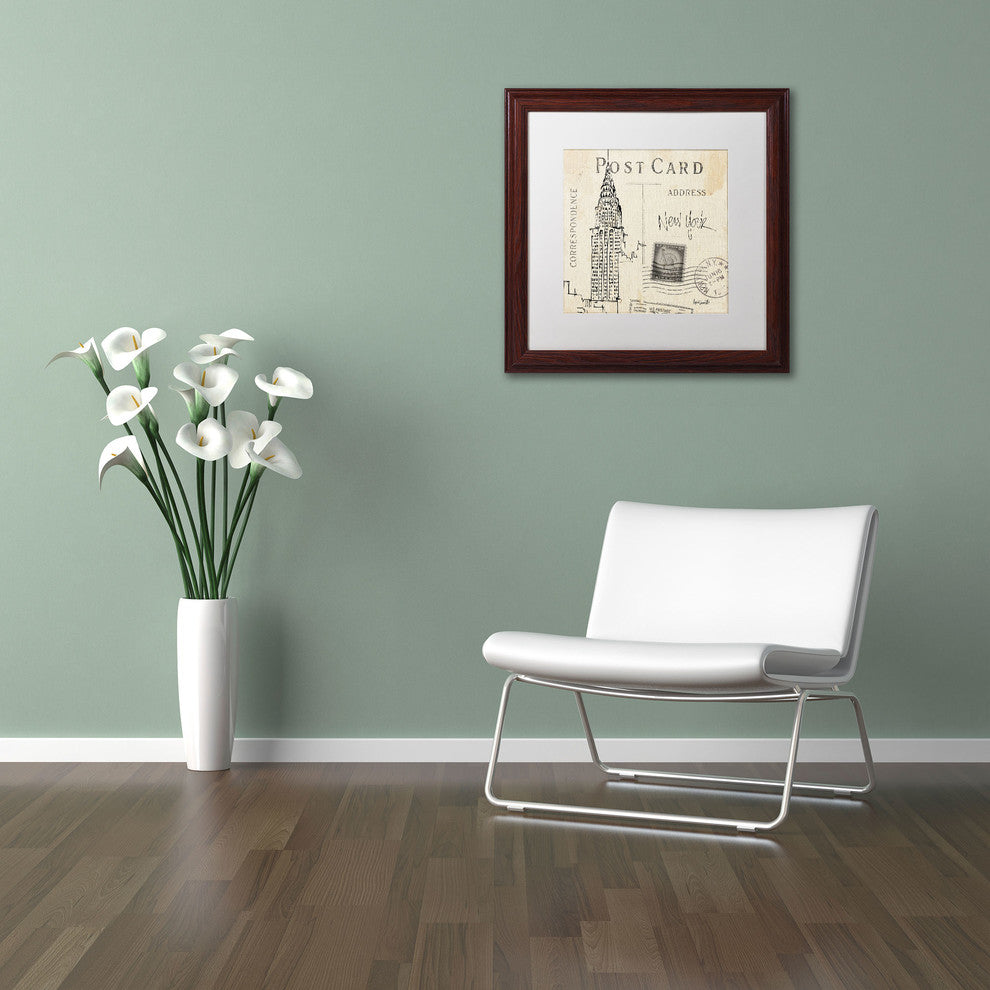 'Postcard Sketches I' Matted Framed Canvas Art by Anne Tavoletti