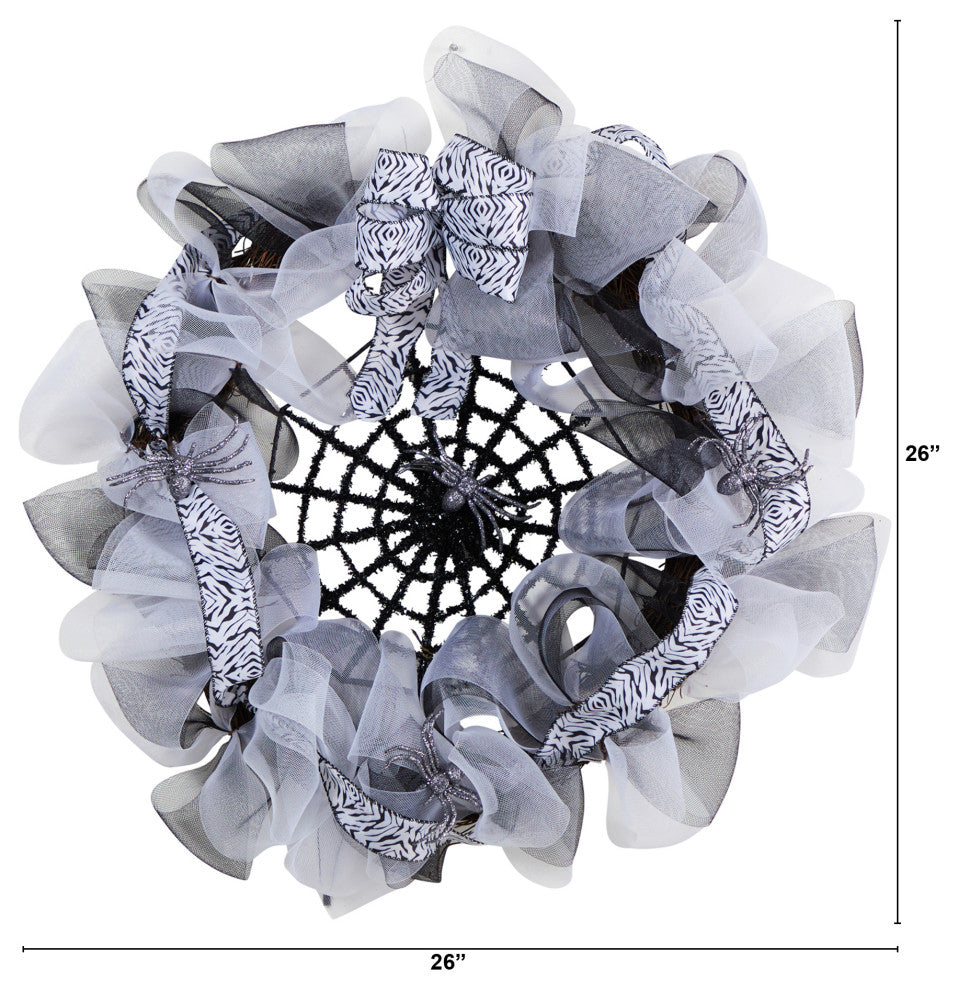 Nearly Natural W1205 26 Halloween Spider Web Mesh Wreath