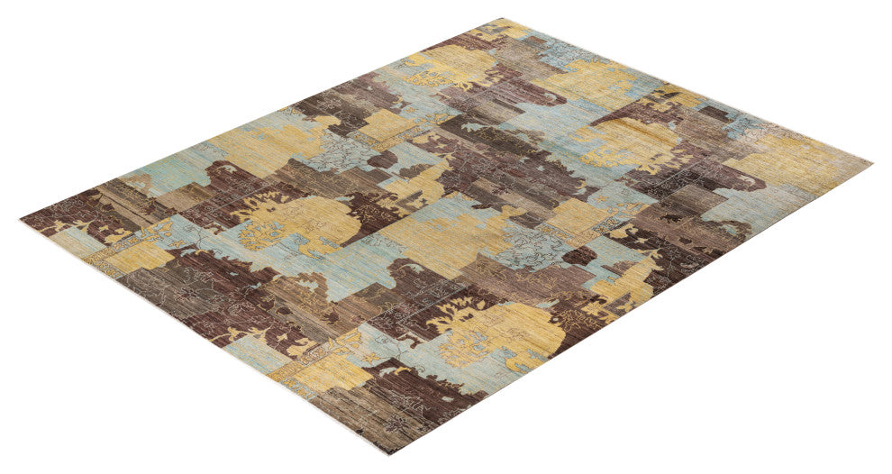 Eclectic, One-of-a-Kind Hand-Knotted Area Rug Brown, 10'0"x13'3"