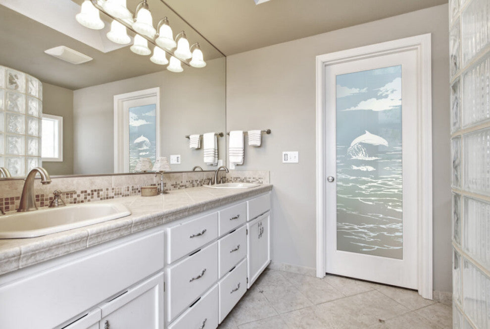 Interior Prehung Door or Interior Slab Door - Dolphins in the Shimmer -...