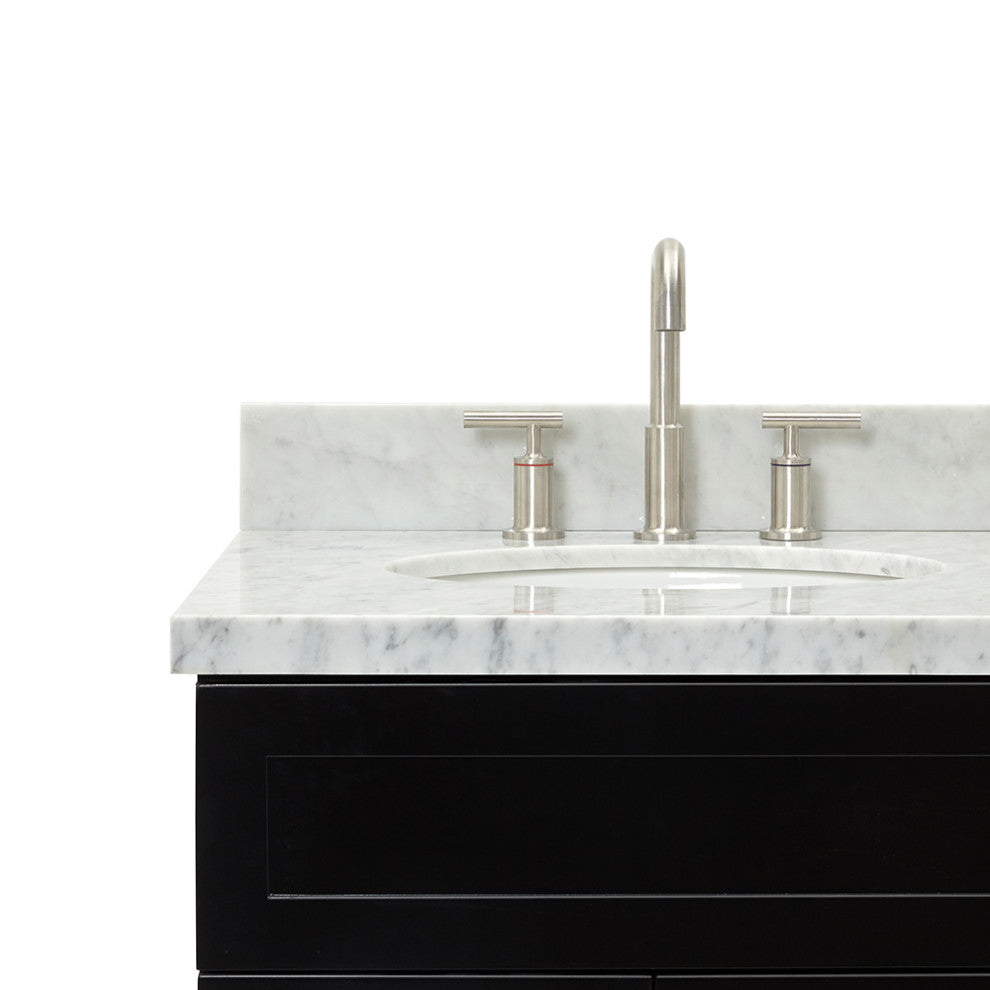 Ariel Hamlet 37" Left Oval Sink Bath Vanity Carrara Marble Black