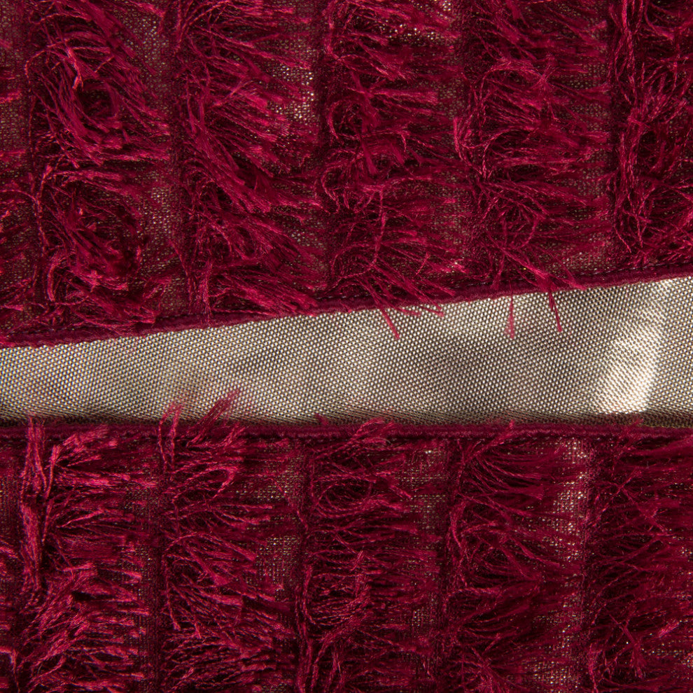 Vickerman Q201960 2.5"X10 Burgundy Fringe With Gold Backing Christmas Ribbon