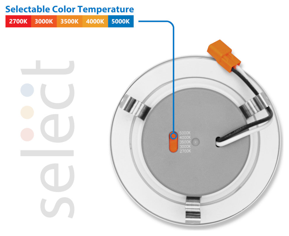 DLR(v6) Recessed LED Downlight, White, Selectable Cct, 1 Pack