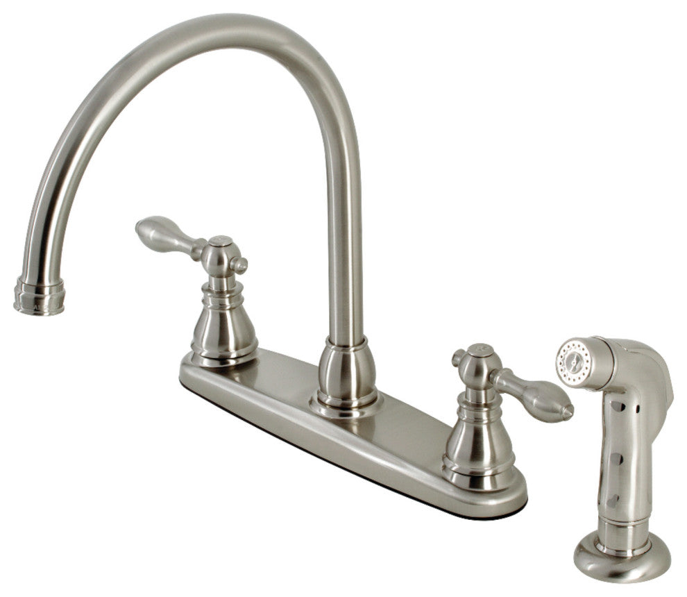 KB728ACLSP Centerset Kitchen Faucet With Side Sprayer, Brushed Nickel