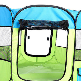 All-Terrain Lightweight Collapsible Pet Playpen, Light Blue/Light Yellow, Medium