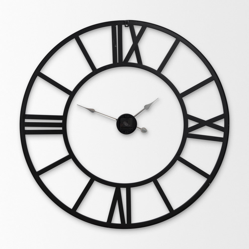 Stoke Matte Black Iron 42" Round Wall Clock