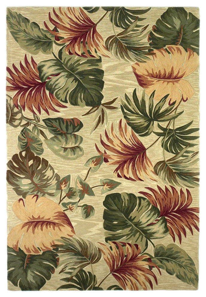 Sparta 3148 Beige Palm Leaves Rug, 2'6"x10' Runner