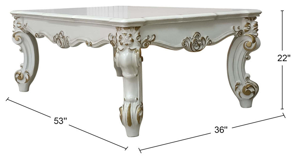 Rectangular Wooden Coffee Table, Antique Pearl