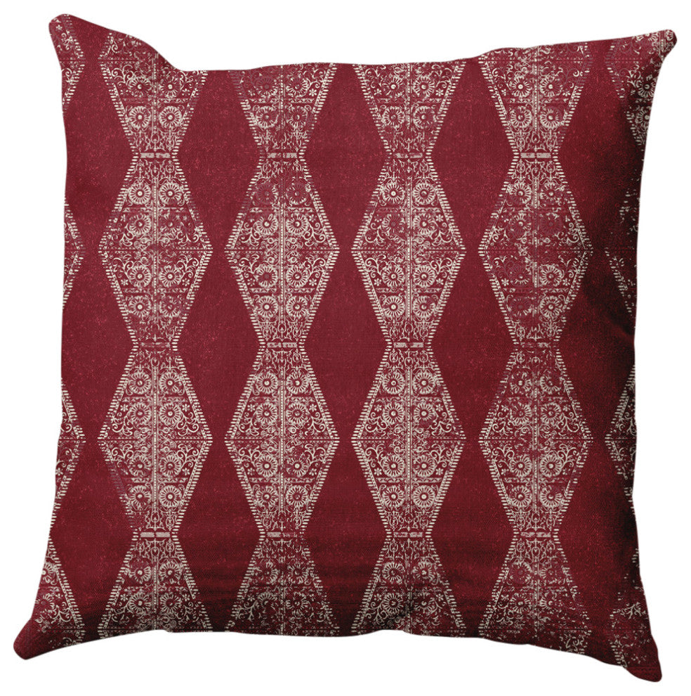Pyramid Stripe Decorative Throw Pillow, Dark Red, 16x16"
