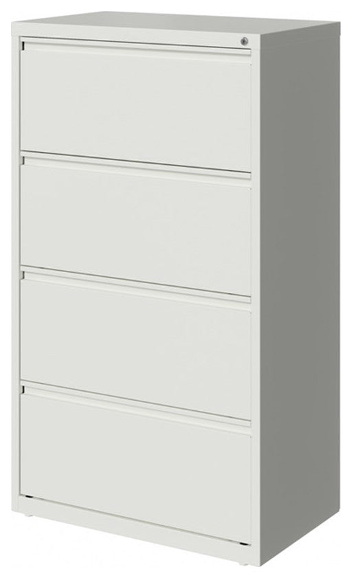 UrbanPro 30" 4-Drawer Modern Metal Lateral File Cabinet in White