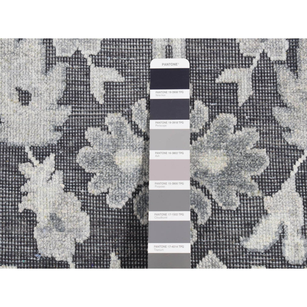 Nevada Gray Hand Knotted Oushak Influence Silk With Wool Runner Rug 2'6"x11'10"