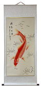 Chinese Fengshui Koi Fish Color Ink Scroll Painting Quality Wall Art Hws1887