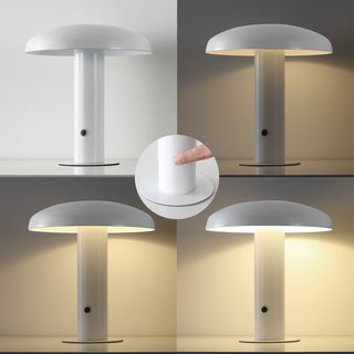 Suillius 11" Rechargeable/Cordless Iron Integrated Mushroom Table Lamp, White