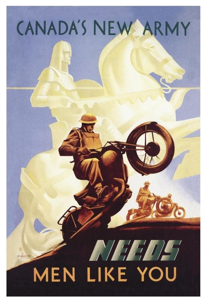 "WWI: Canada's New Army: Men Like You" Paper Print by Eric Aldwinkle, 14"x20"
