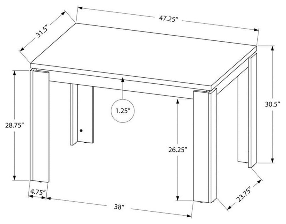 Dining Table, 48" Rectangular, Small, Kitchen, Dining Room, Laminate, Grey