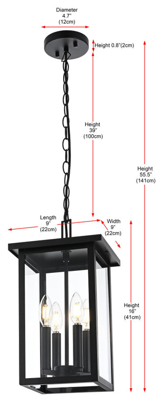 Home Living 9" Outdoor Pendant, Black