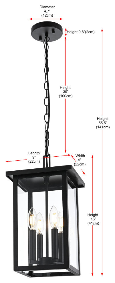 Home Living 9" Outdoor Pendant, Black
