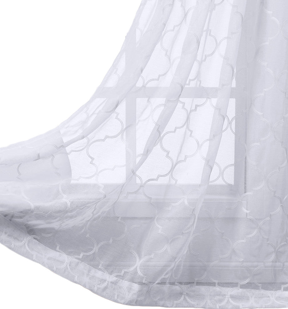 Miller 2PC Sheer Grommet Embroidered Panels, White, 108"x63"