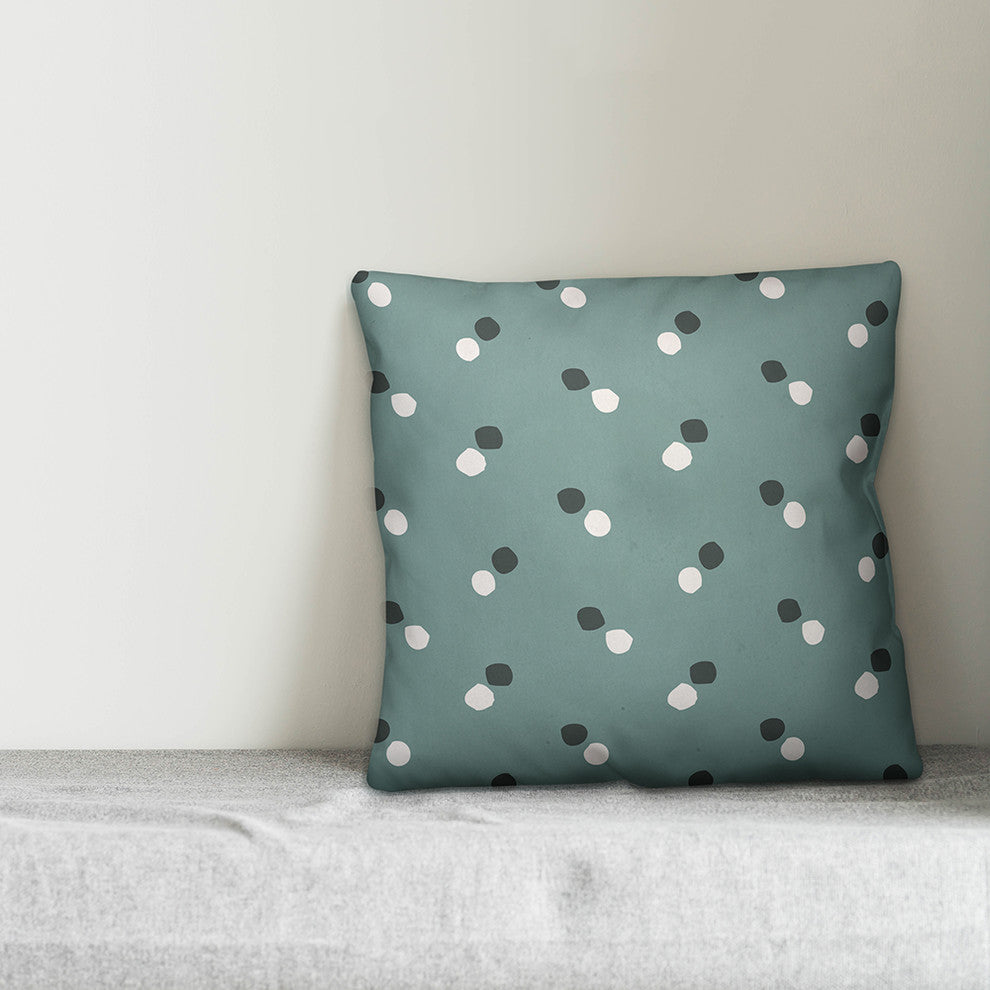 Polka Dots, Blue and White Throw Pillow Cover, 20"x20"