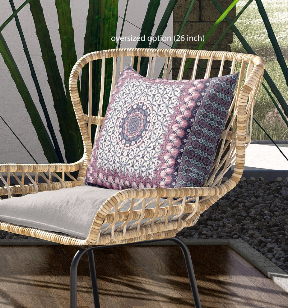 16 Pink Gray Holy Floral Indoor Outdoor Throw Pillow
