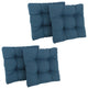 19" Squared Twill Tufted Dining Chair Cushion, Set of 4, Indigo
