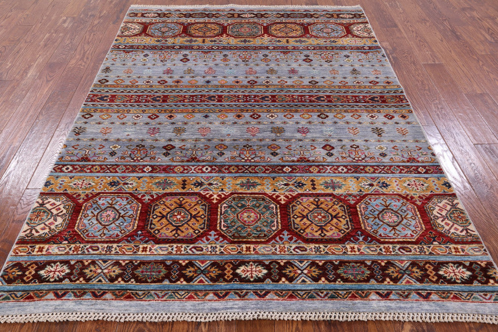 Hand Knotted Khorjin Super Kazak Rug 5' 9" X 7' 10" Q7671