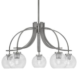 Cavella 5 Light, Downlight Chandelier, Graphite Finish, 5.75" Clear Bubble Glass