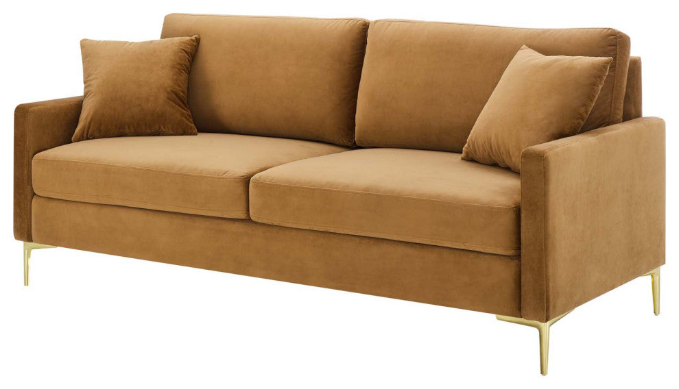 Sofa, Velvet, Brown, Modern, Living Lounge Room Hotel Lobby Hospitality