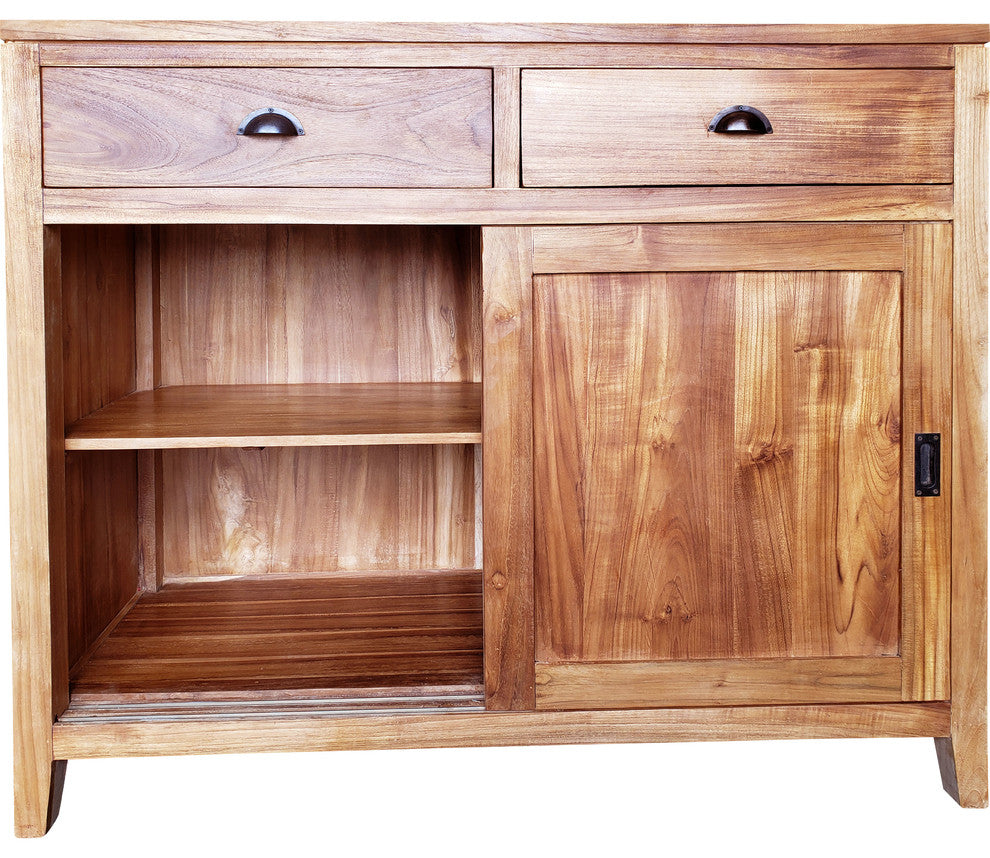 Waxed Teak Wood Rhone Buffet / Media Center, Small
