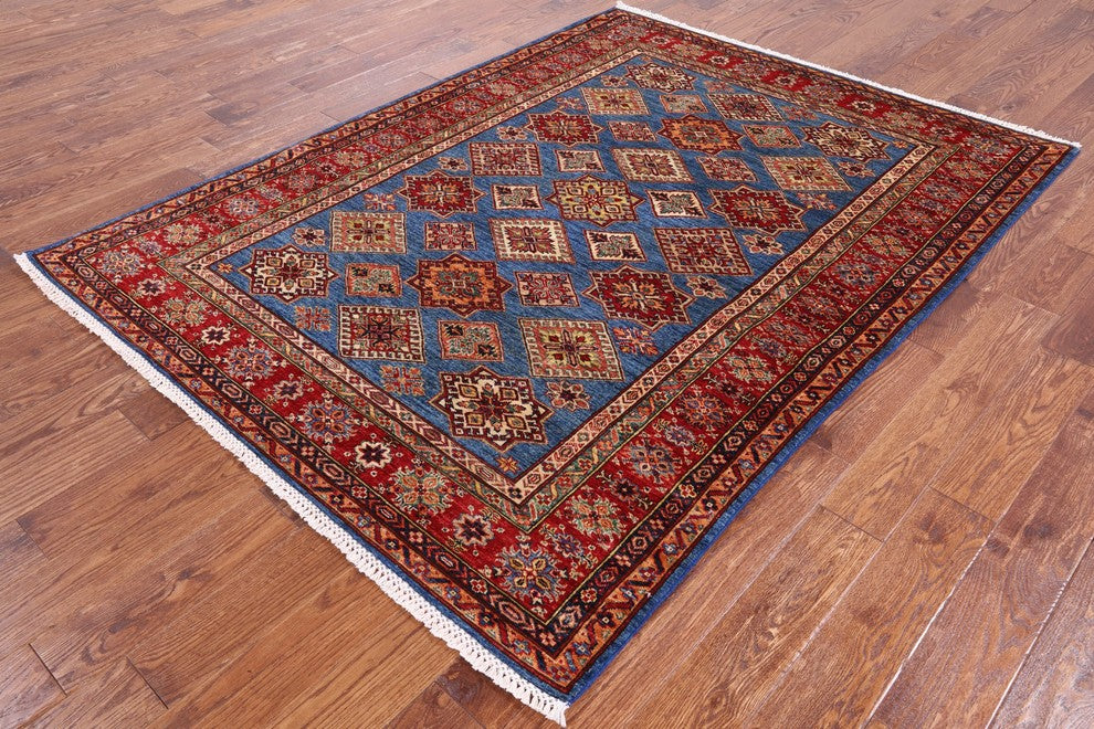 Super Kazak Handmade Area Rug 6' X 8'