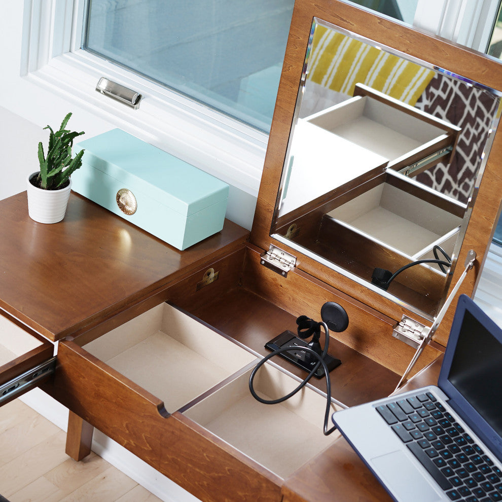 Haven Home Ainsley Vanity Desk, Deco Walnut