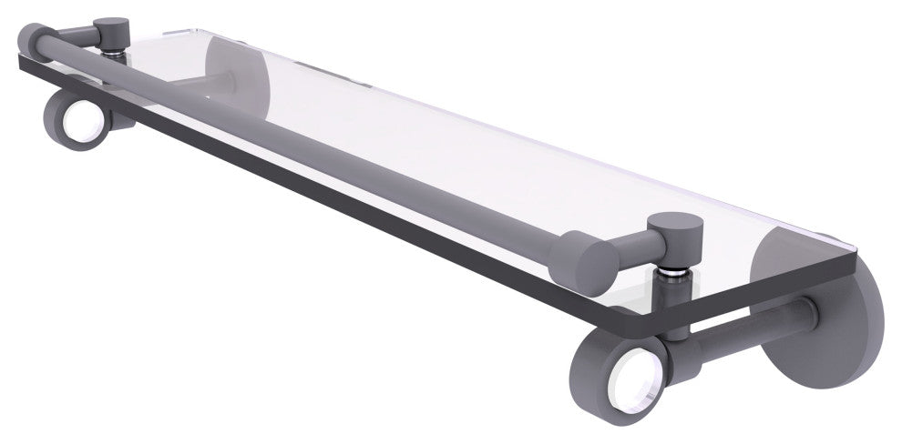 Clearview 22" Glass Shelf with Gallery Rail, Matte Gray