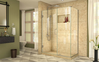Unidoor Plus 47"Wx34 3/8" DFrameless Hinged Shower Enclosure, Brushed Nickel