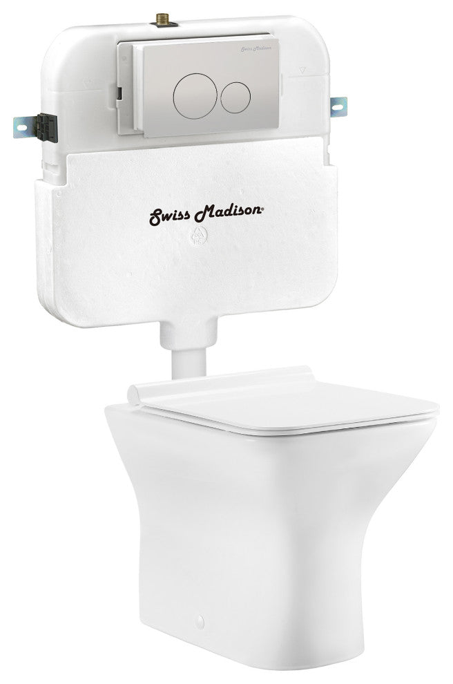 Carre Back to Wall Toilet Bowl Bundle, Glossy White