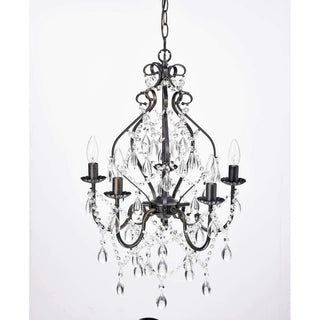 Athena 5-Light Iron and Crystal Candle Chandelier