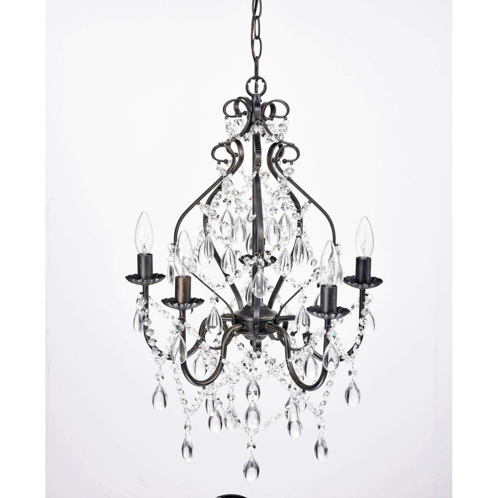 Athena 5-Light Iron and Crystal Candle Chandelier