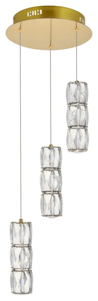 Paige LED Light Gold Pendant Clear Crystal