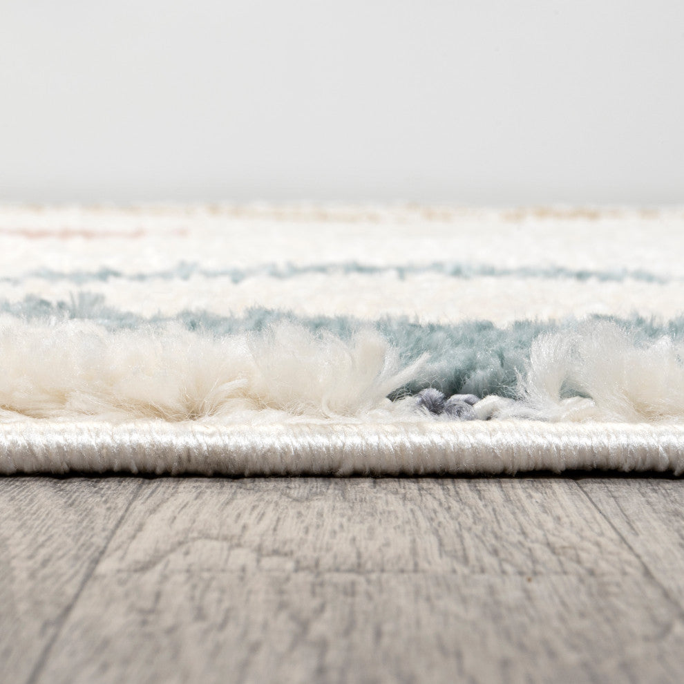 Amira Diamond Tribal High-Low Multi/Cream 8'x10' Area Rug